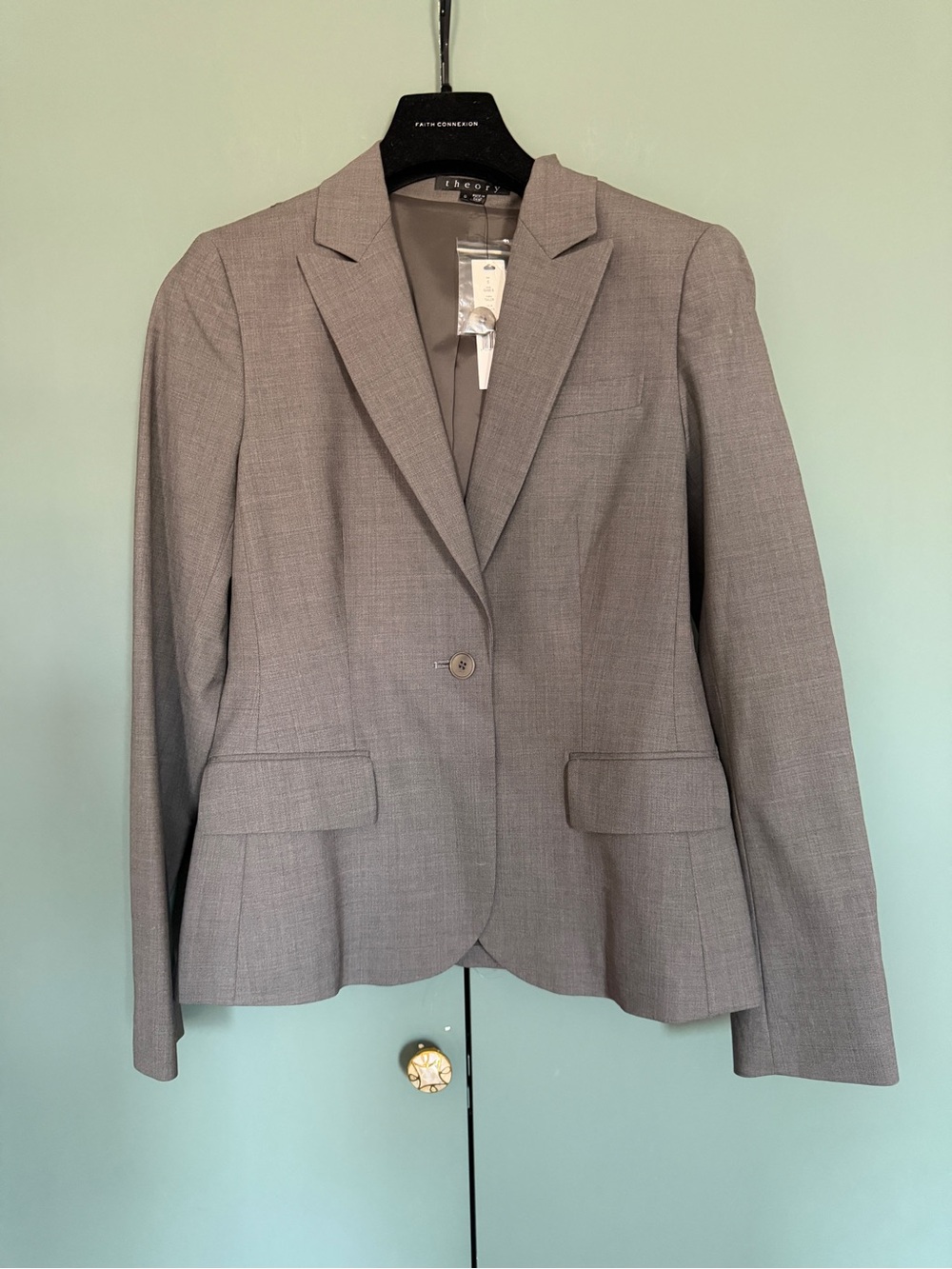 Nwt Theory Gabe B Blazer Jacket women Size 6 Wool Blend Gray